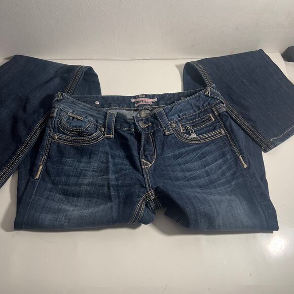 Y2K ReRock Express Barely Boot Jeans 4R Dark Wash 30 x 32 Dark Wash Stretch - Picture 10 of 16